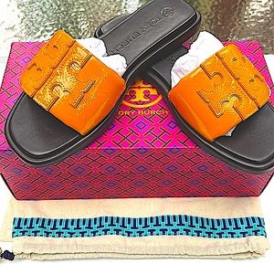 Tory Burch Orange and Black Sandals